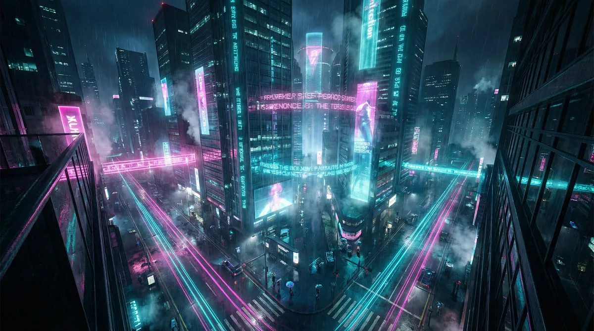 窈窕绅士高清下载 竖屏短剧平台首页背景 - 赛博朋克都市夜景
